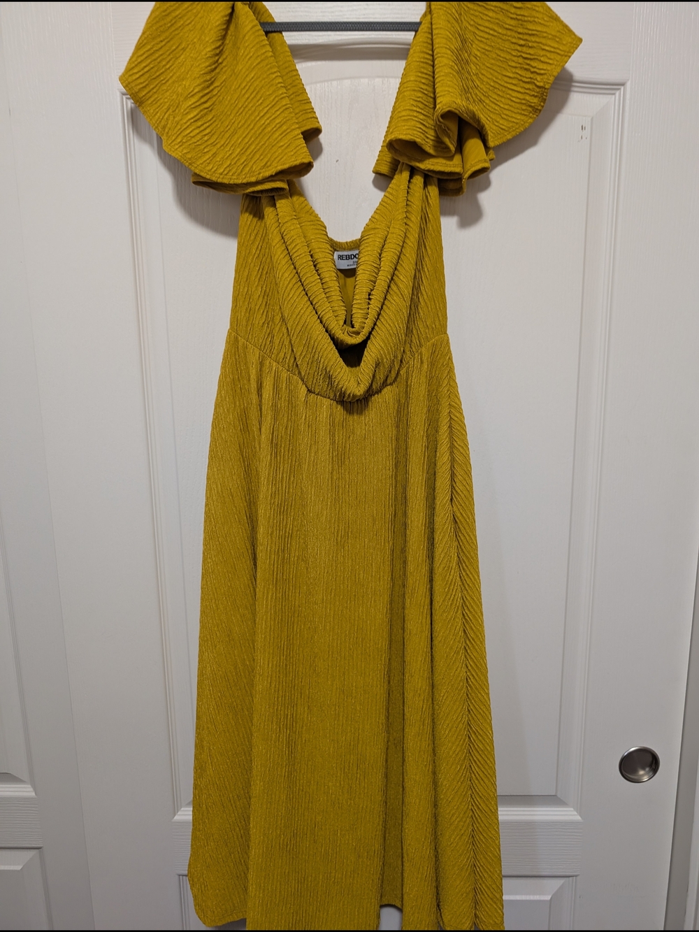 Rebdolls Mustard Yellow Pleated Midi Dress